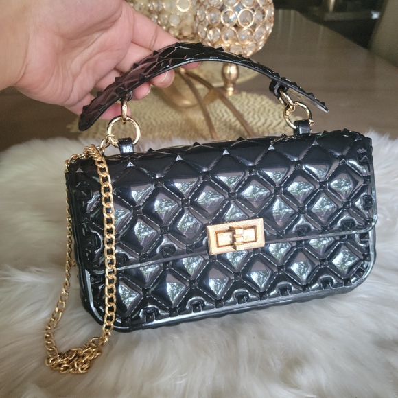 Black rockstud fashion small crossbody bag - Picture 1 of 9